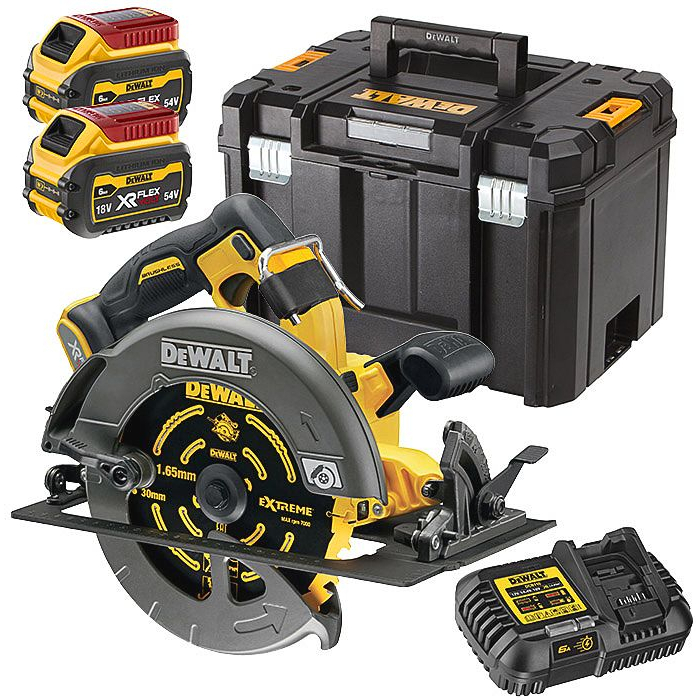 DeWalt DCS579X2-GB 54V XR FLEXVOLT High Power 190mm Circular Saw To Fit Rails  With 2 x 9Ah Batteries In TSTAK