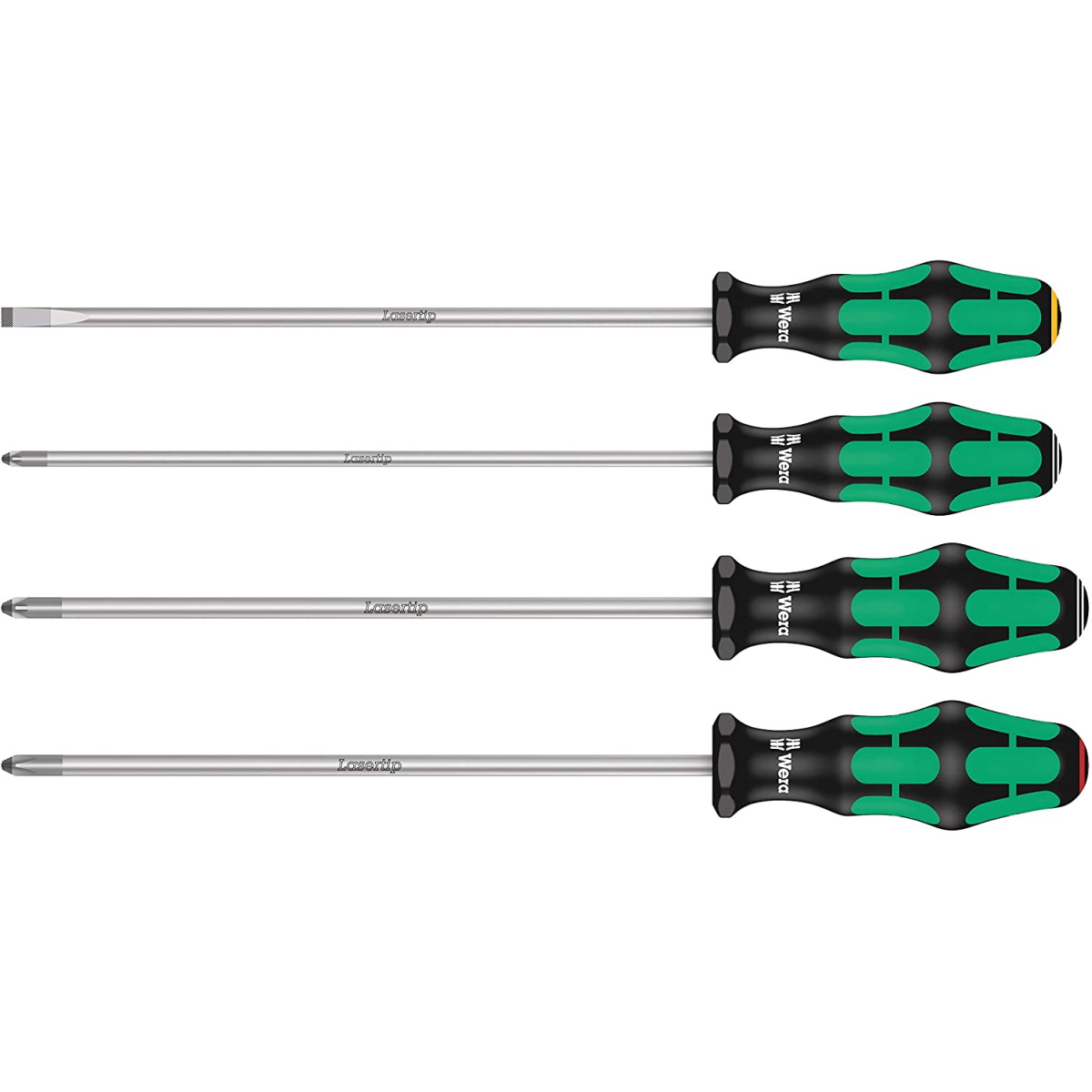 Wera 335/350/355/4 Kraftform Plus Lasertip 200mm-Long Blades Screwdriver Set 05347736002