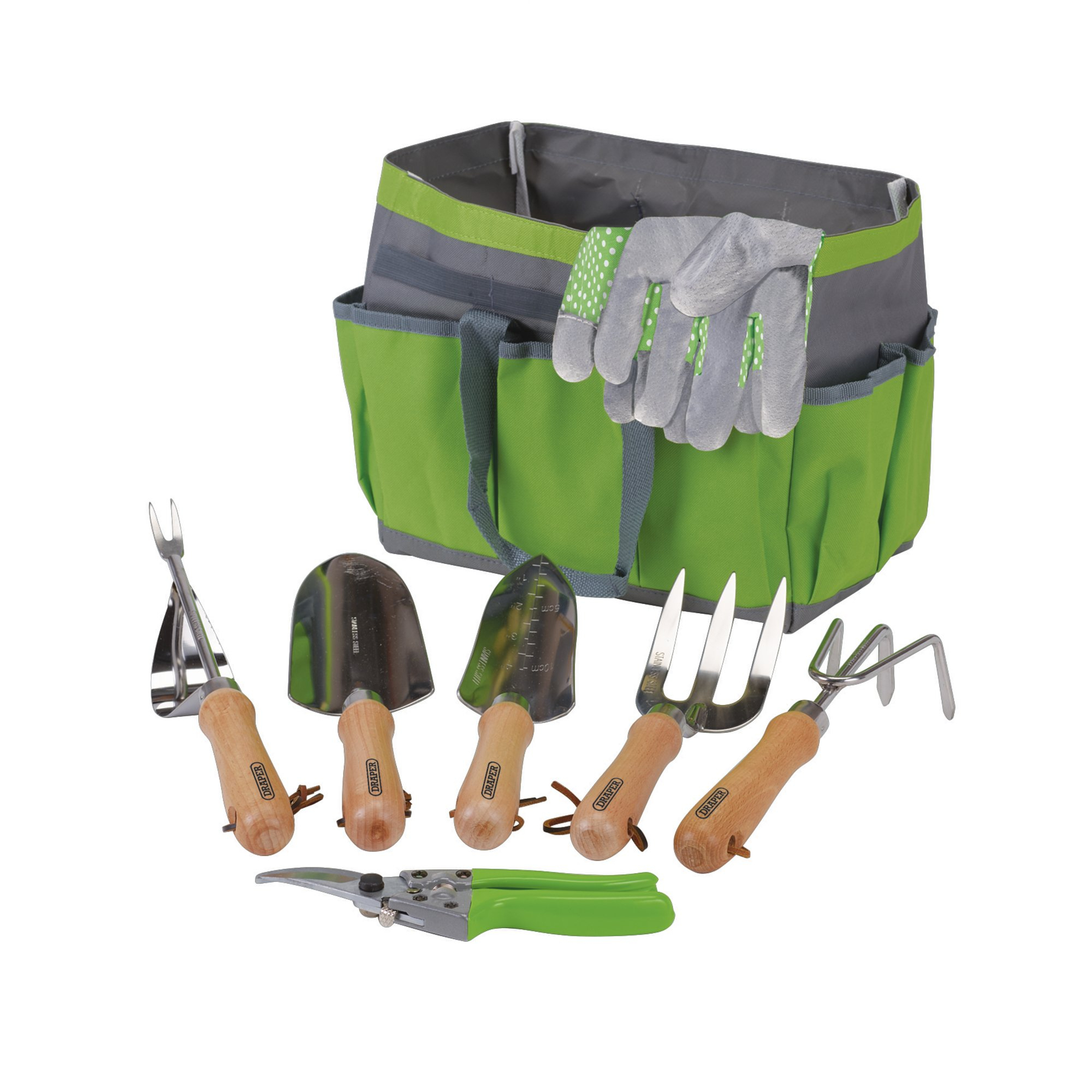 Draper 08997 HGTS/8 8 Piece Stainless Steel Garden Tool Set with Storage Bag