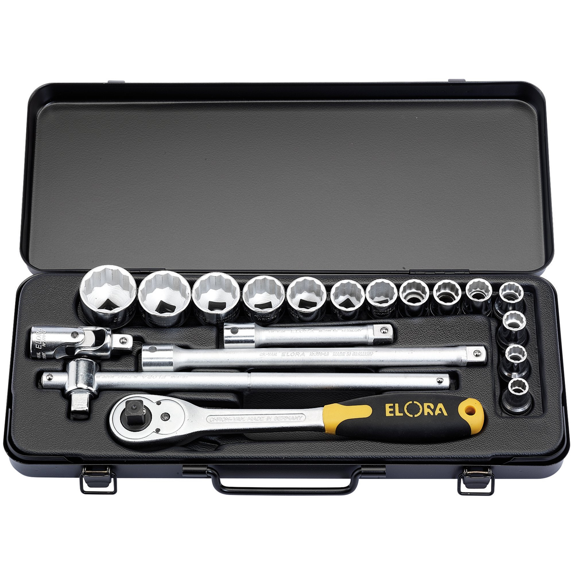 Elora 770-LINDMU 19 Piece 1/2" Square Drive Metric Socket Set 15356