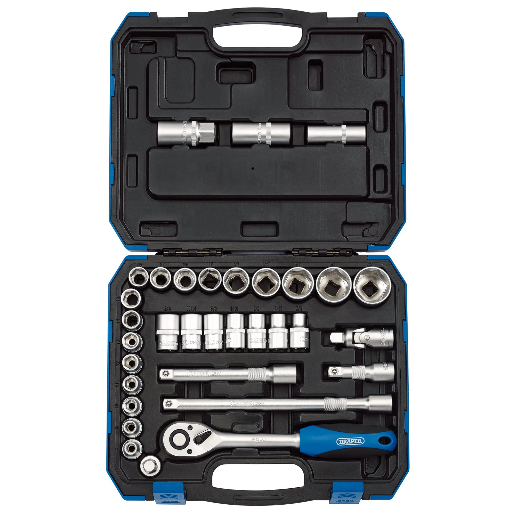 Draper 16363 HD33AM 1/2" Drive Metric/Imperial AF Combined Socket Set (33 Piece)