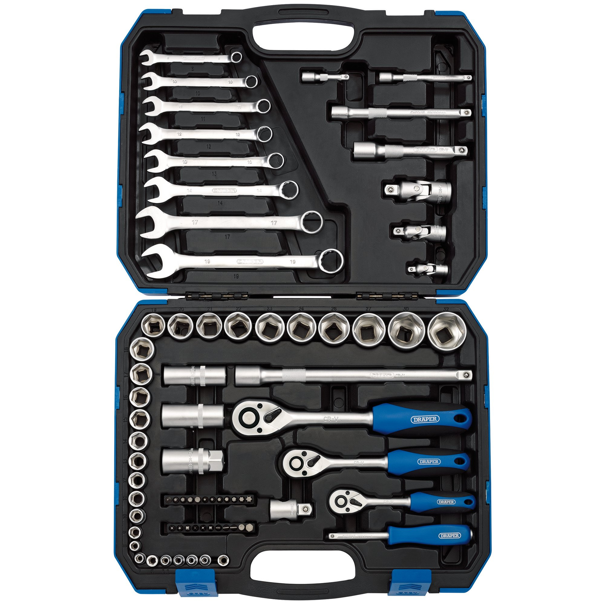 Draper 16364 TKD75M 1/4", 3/8" and 1/2" Drive Metric Tool Kit (75 Piece)