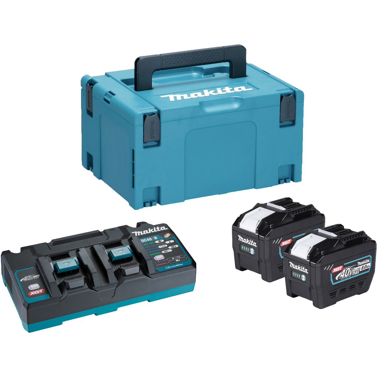 Makita 1910A2-5 40V XGT Powersource Kit , 2x 40V - 8.0Ah Batteries and Dual Charger In Makpac Case