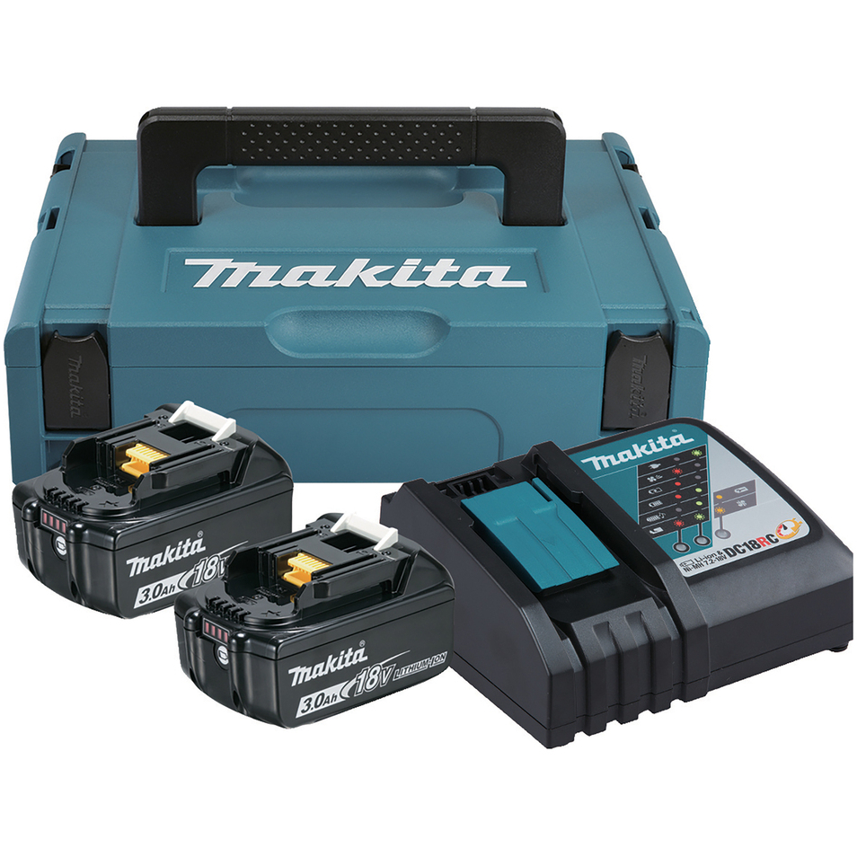 Makita 191974-5 18V LXT Powersource Kit, 2x 18v - 3.0Ah Batteries and Charger in Makpac Case