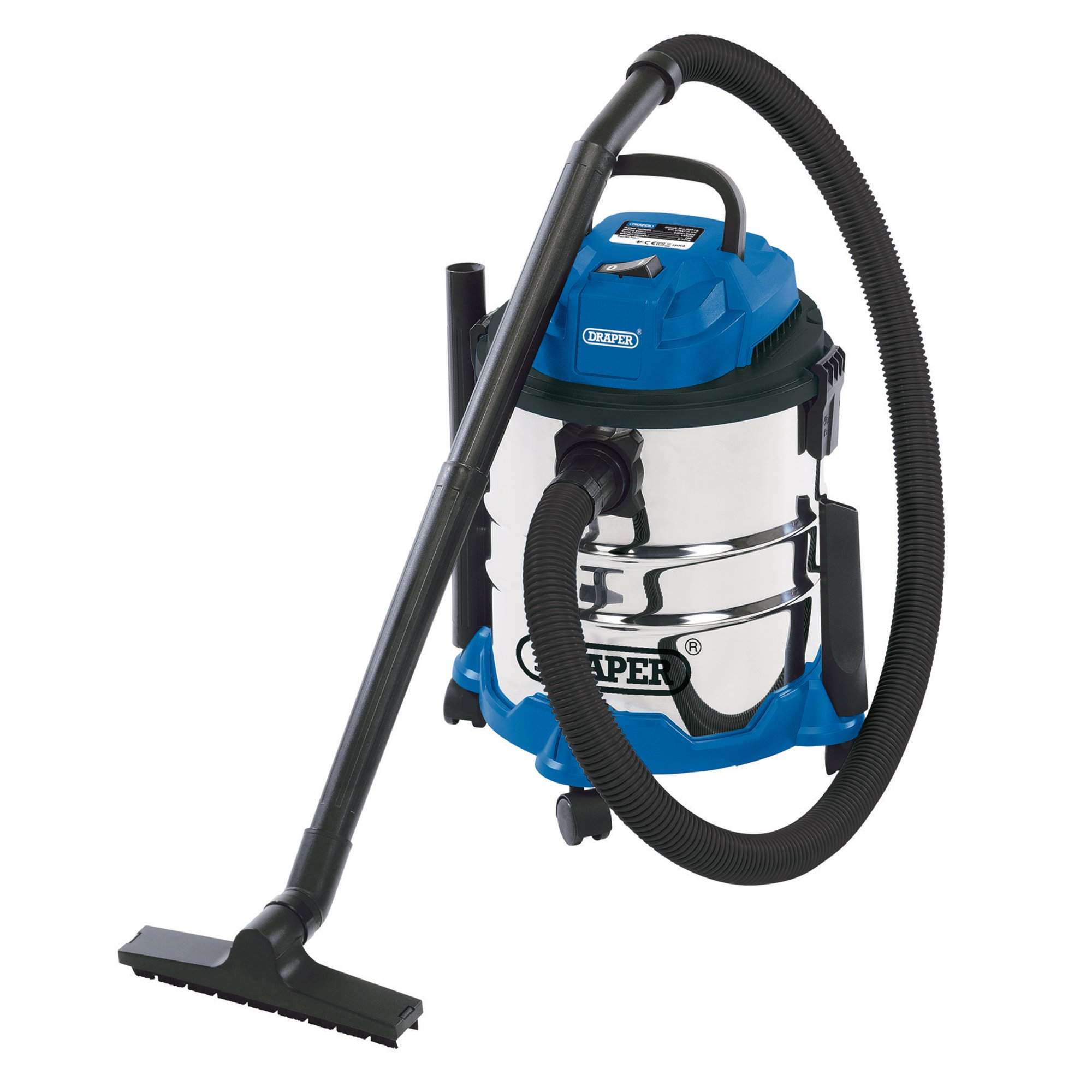 Draper 20515 WDV20BSS 20L 1250W 240V Wet and Dry Vacuum Cleaner with Stainless Steel Tank