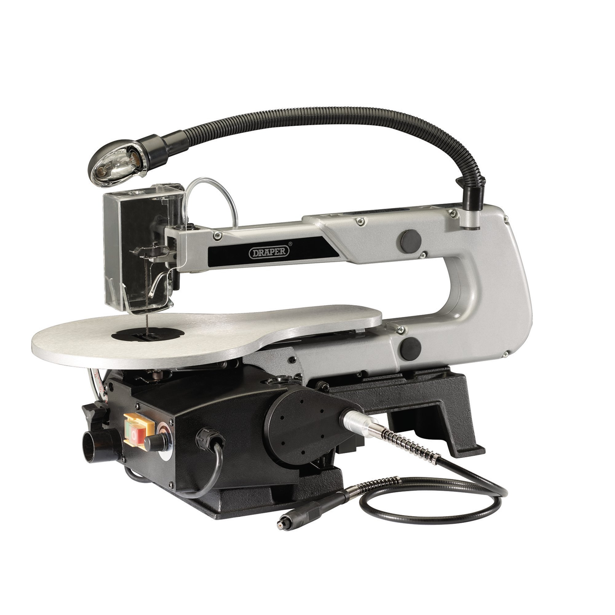 Draper 22791 FS405V 405mm 90W 230V Variable Speed Fretsaw with Flexible Drive Shaft and Worklight