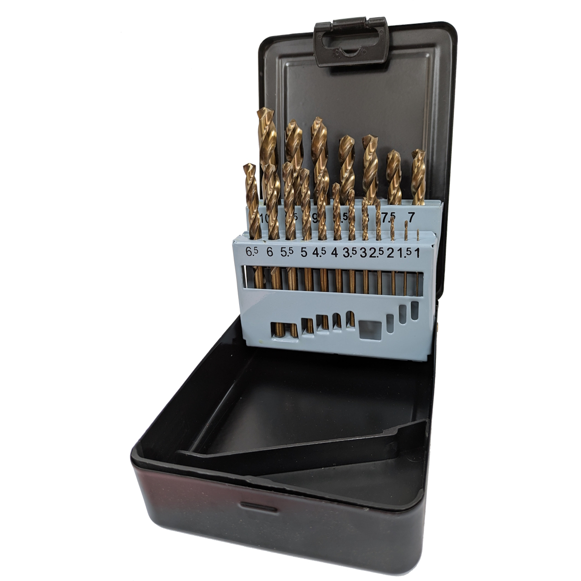Heller 23299-9 19 Piece 1mm - 10mm x 0.5mm HSS-Co Cobalt Drill Bit Set in Sheet Steel Cassette