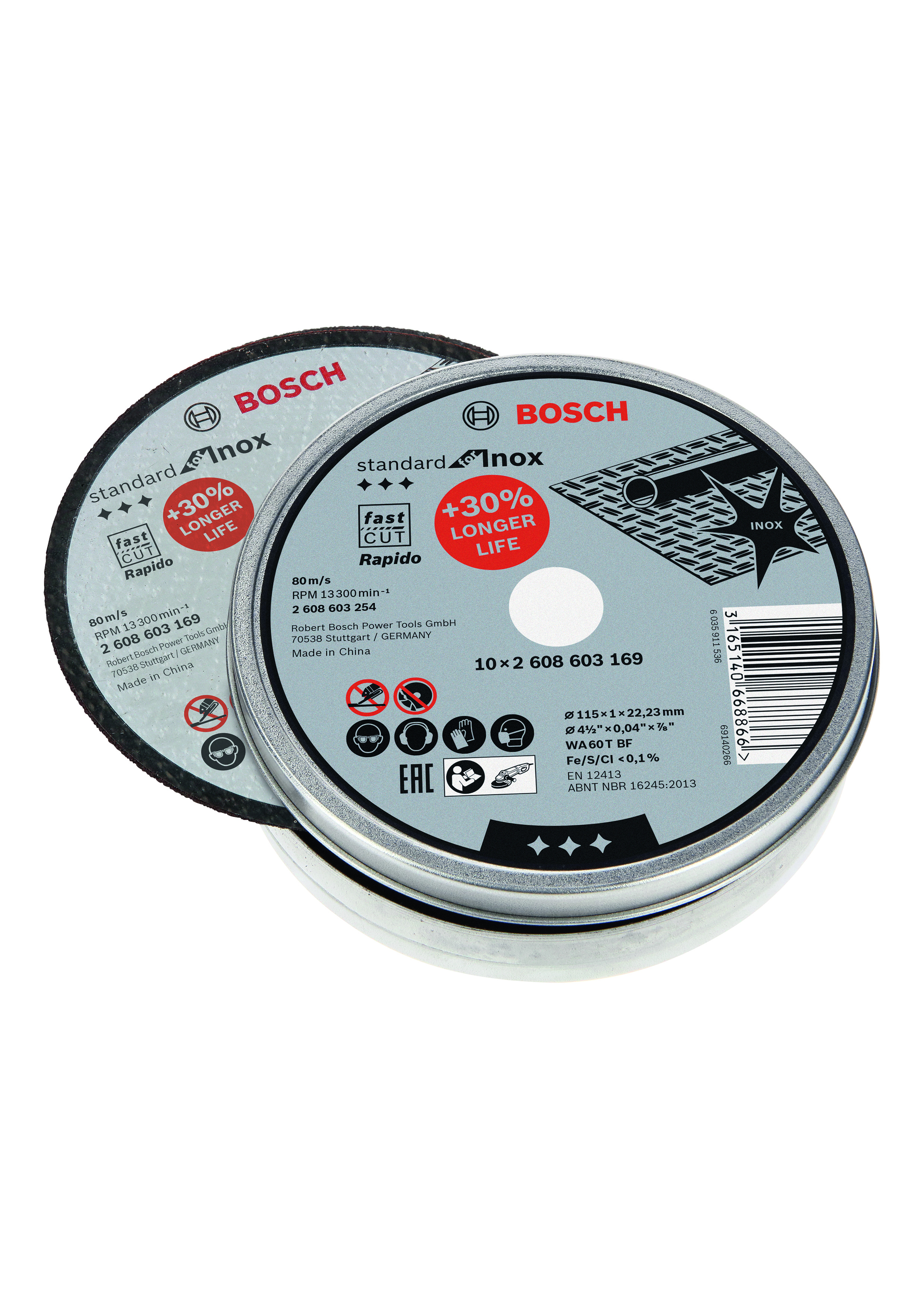 Bosch PRO 2608603254 LPP Inox Cutting 115x1x22.23mm (Pack 10)