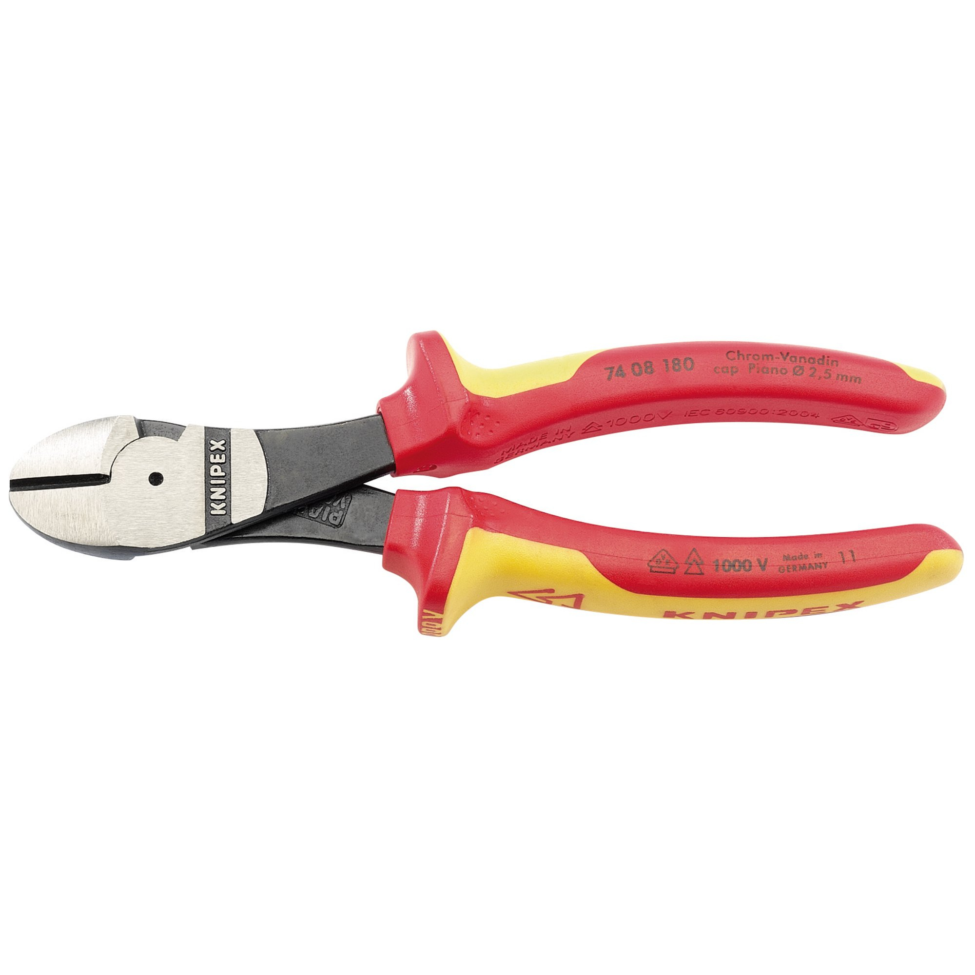 Knipex 74 08 180UKSBE 180mm VDE Fully Insulated High Leverage Diagonal Side Cutters 31927