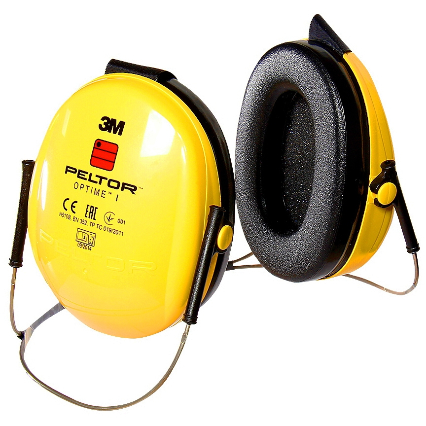3M PELTOR Optime I H510B-403-GU Earmuffs, (SNR 26 dB) Yellow, Neckband Type