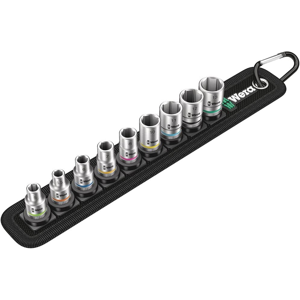 Wera 05003883001 Belt A 4 Zyklop Socket Set, 1/4" Drive, 9 pieces