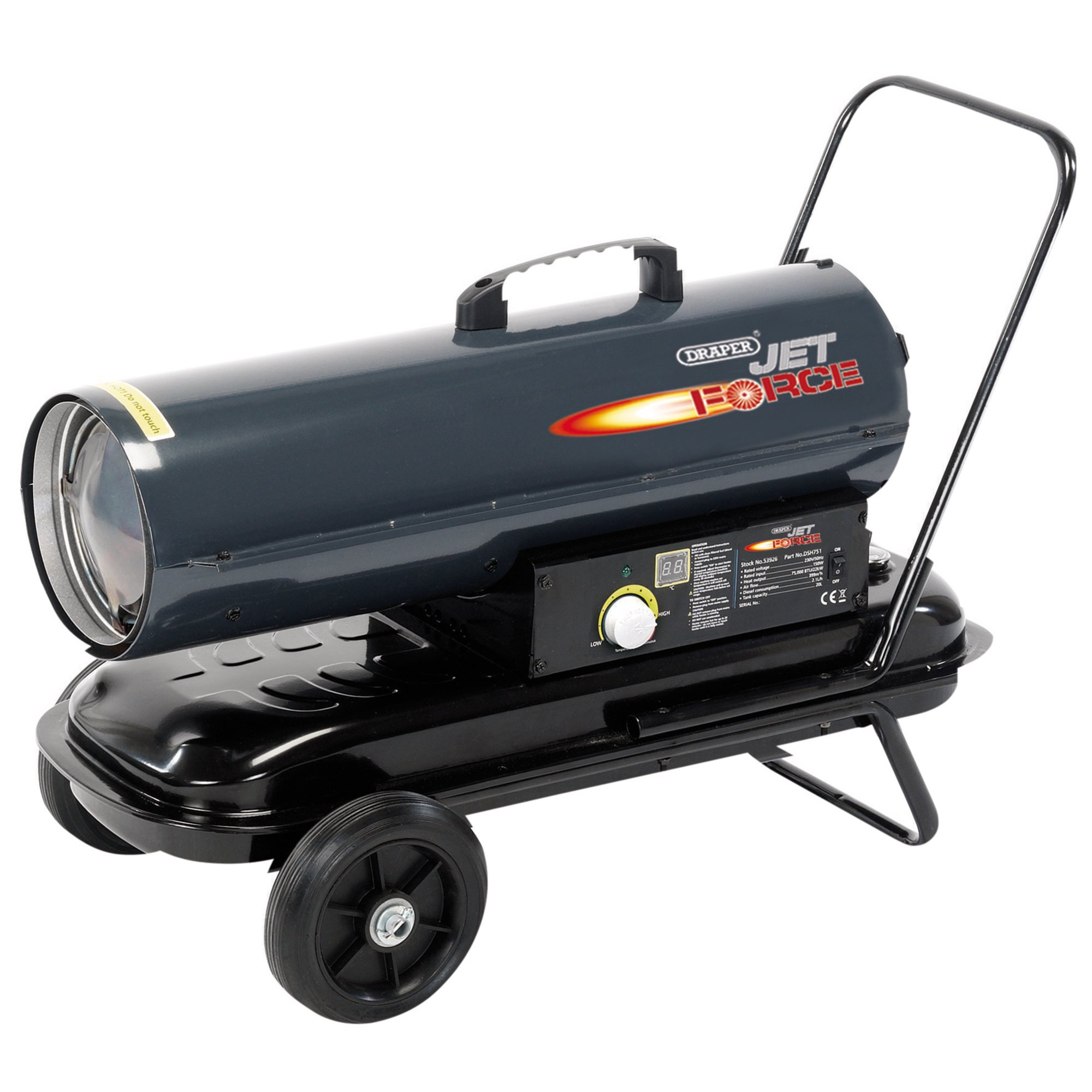 Draper 53926 DSH751 CW WHLS Jet Force, Diesel, Kerosene & Paraffin Space Heater 75,000 Btu (22k W)