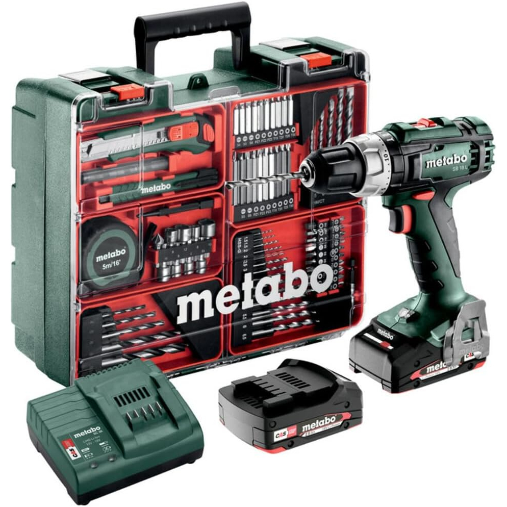 Metabo Ex Demo SB18L 18v Combi Drill with 2x 2.0Ah Batteries and Charger in Case With Accessories
