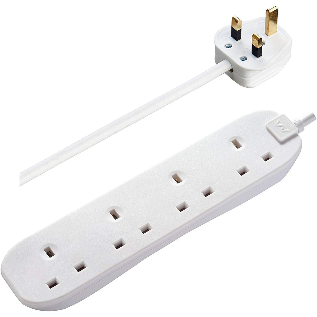 Masterplug BFG5N Four Socket Extension Lead, 5 Metre, White 