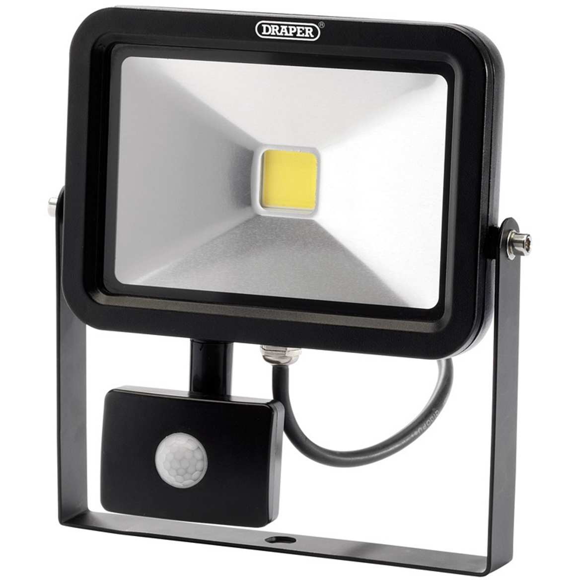 Draper 66037 WMCL20W/PIR/B 20W COB LED Wall Mounted Floodlight with PIR Sensor