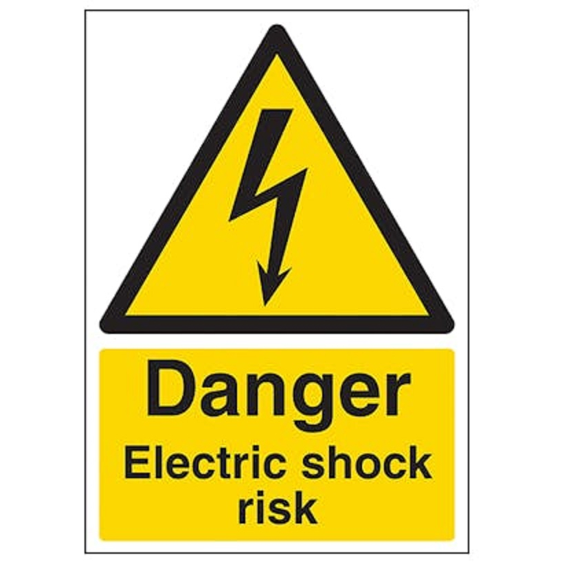 Allsigns WA14R  400 X 600mm Danger Electric Shock Risk - Rigid Plastic Sign
