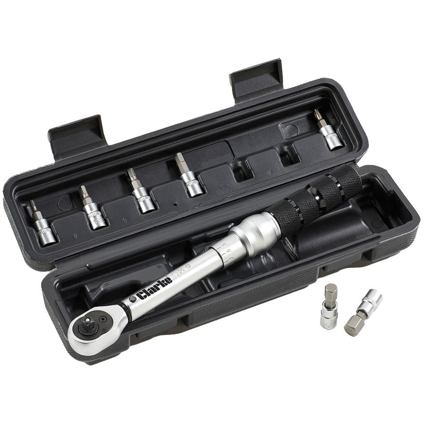 Clarke 1801953 CHT953 1/4" Bicycle Torque Wrench & Bit Set (2 - 24Nm)