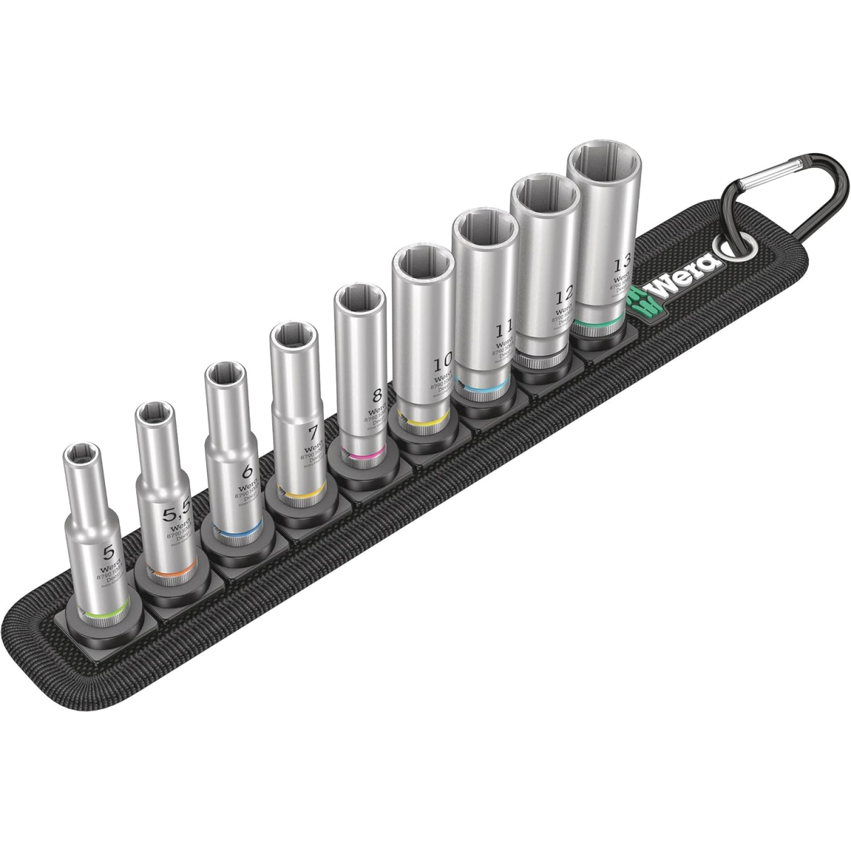 Wera 05004525001 Belt A Deep 1 Socket Set, 1/4" Drive, 9 Pieces