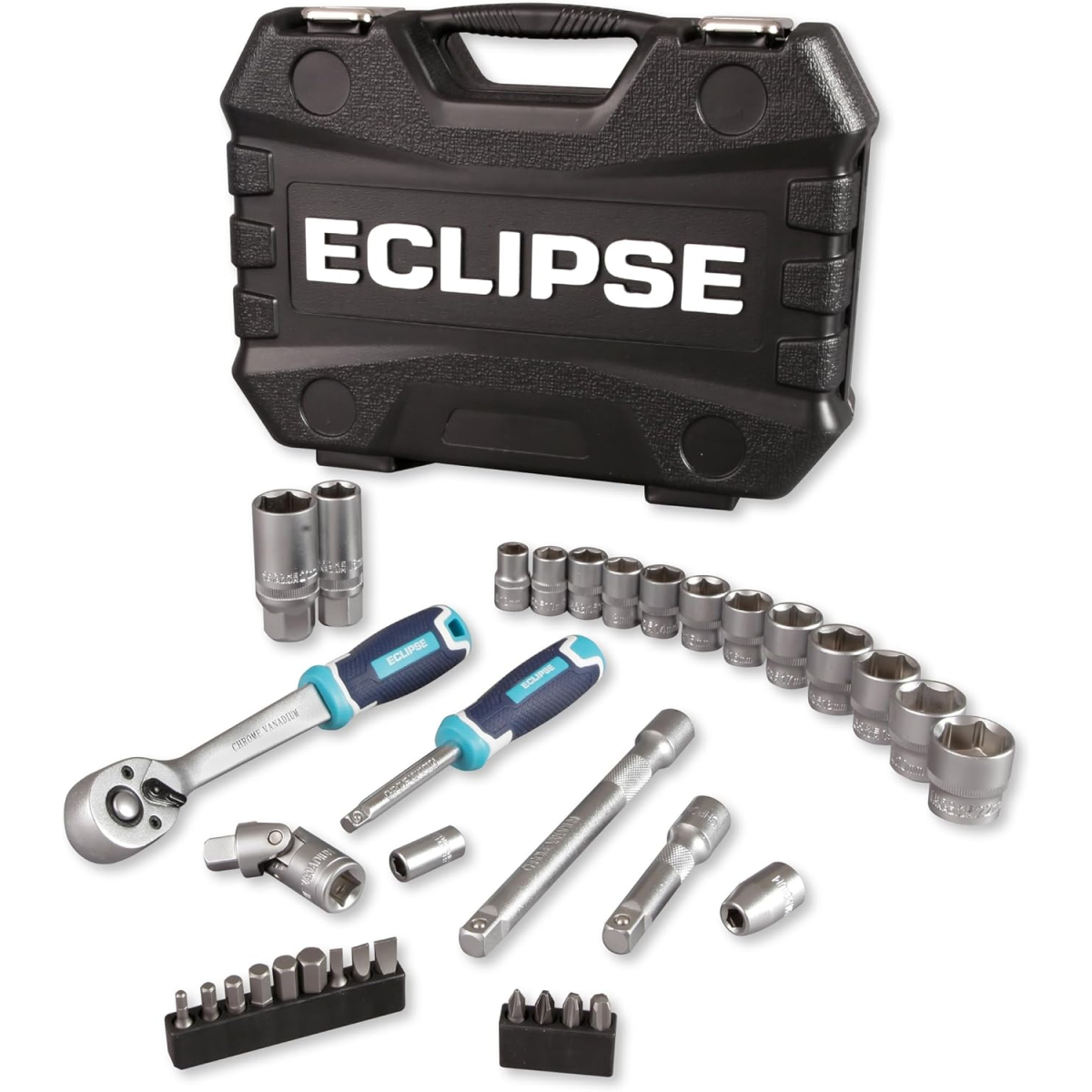 Eclipse ESS34PS Professional Tools ¼” and ⅜" Square Drive 34 Piece Socket Set