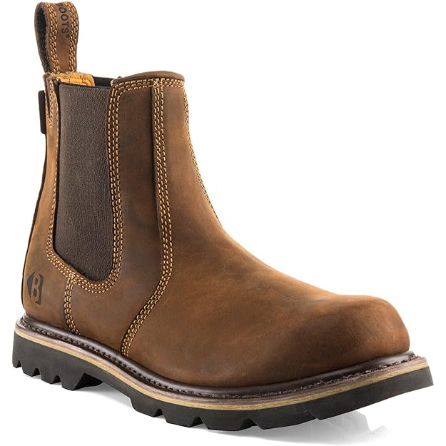 Buckbootz B1300 Leather Non-Safety Dealer Boot, Dark Brown Crazy Horse