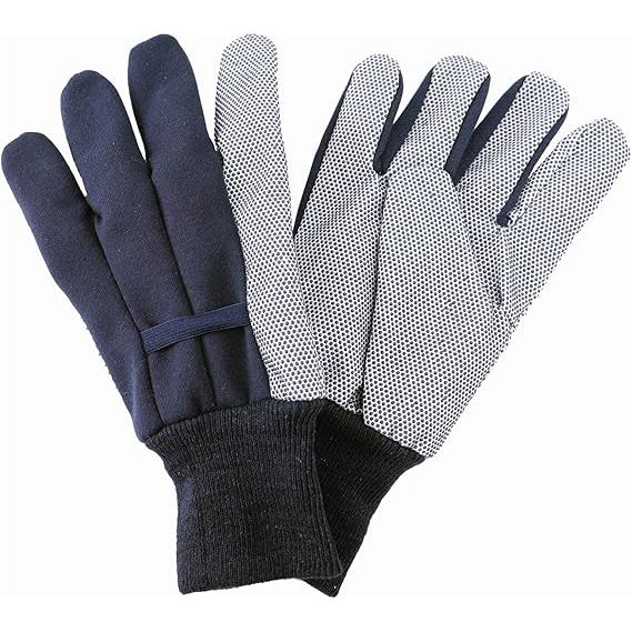Kent & Stowe 70105421 Navy Jersey Cotton Grip Gardening Gloves - Men's Large