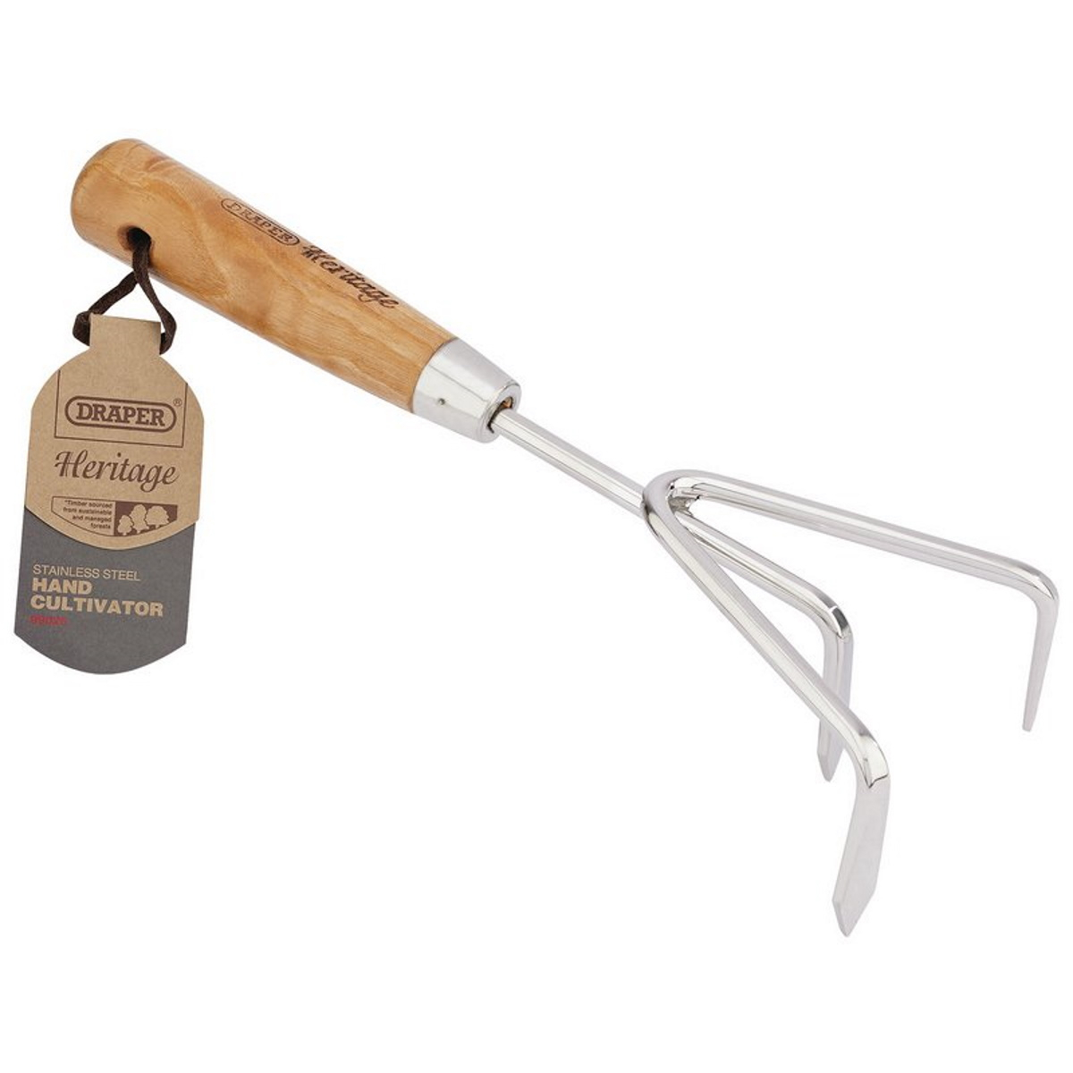 Draper 99026 DGHCG/L Heritage Stainless Steel Hand Cultivator with Ash Handle