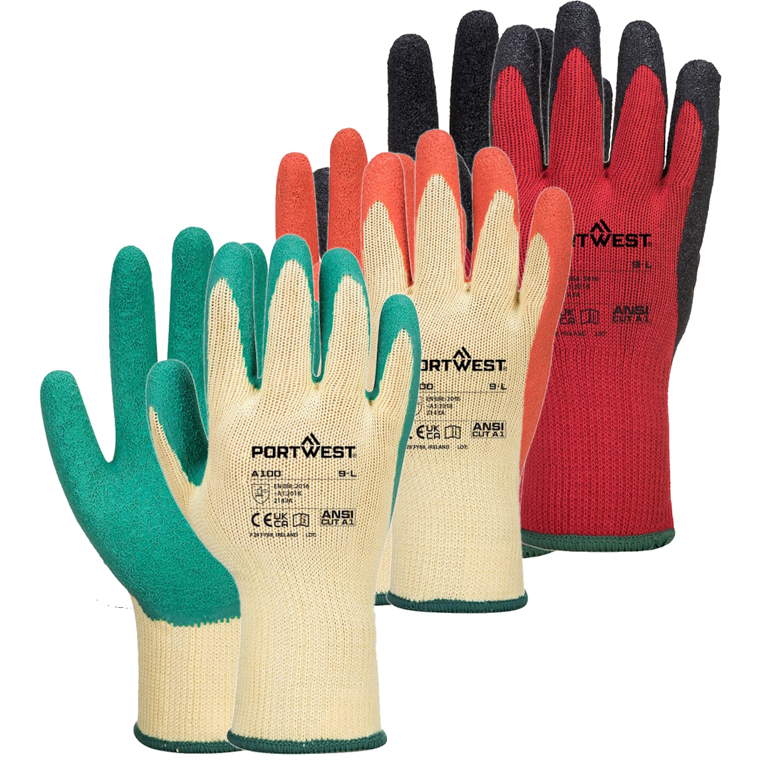 Portwest A100 Grip 10 Latex Gloves - Pack of 12