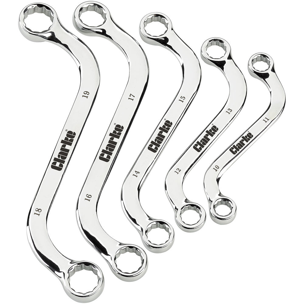 Clarke 1801810 CHT810 5 piece 8 - 22mm Obstruction Ring Spanner Set