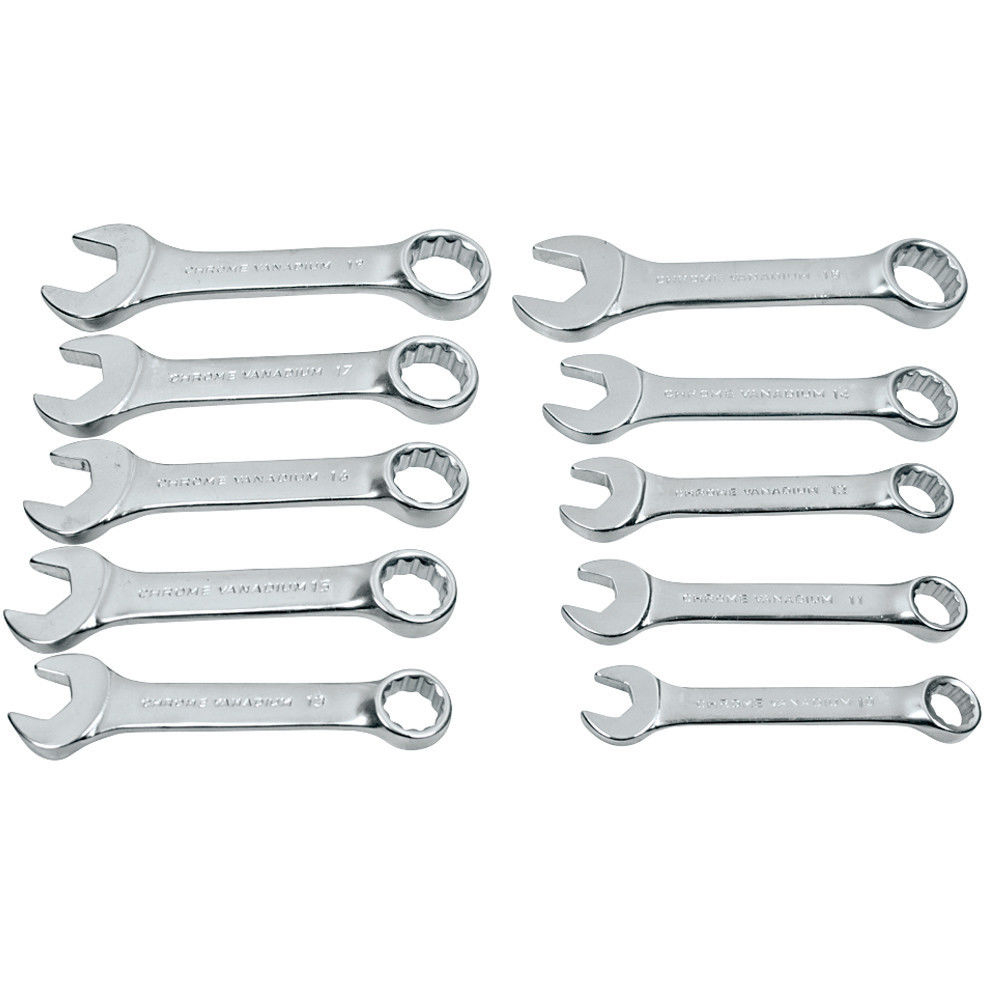 Clarke 1801808 CHT808 10 piece 10 - 19mm Stubby Combination Spanner Set