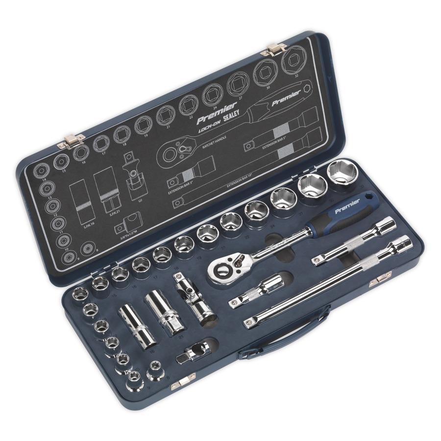 Sealey AK27482 Socket Set 26pc 1/2"Sq Drive Lock-On&trade; 6pt Metric