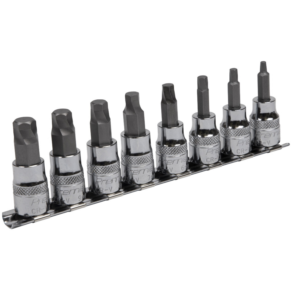 Sealey AK65603 Hex Socket Bit Set Lock-On™ 8 Piece 3/8" Drive Imperial