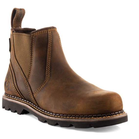 Buckbootz B1500 Leather Non-Safety Dealer Boot, Dark Brown Crazy Horse