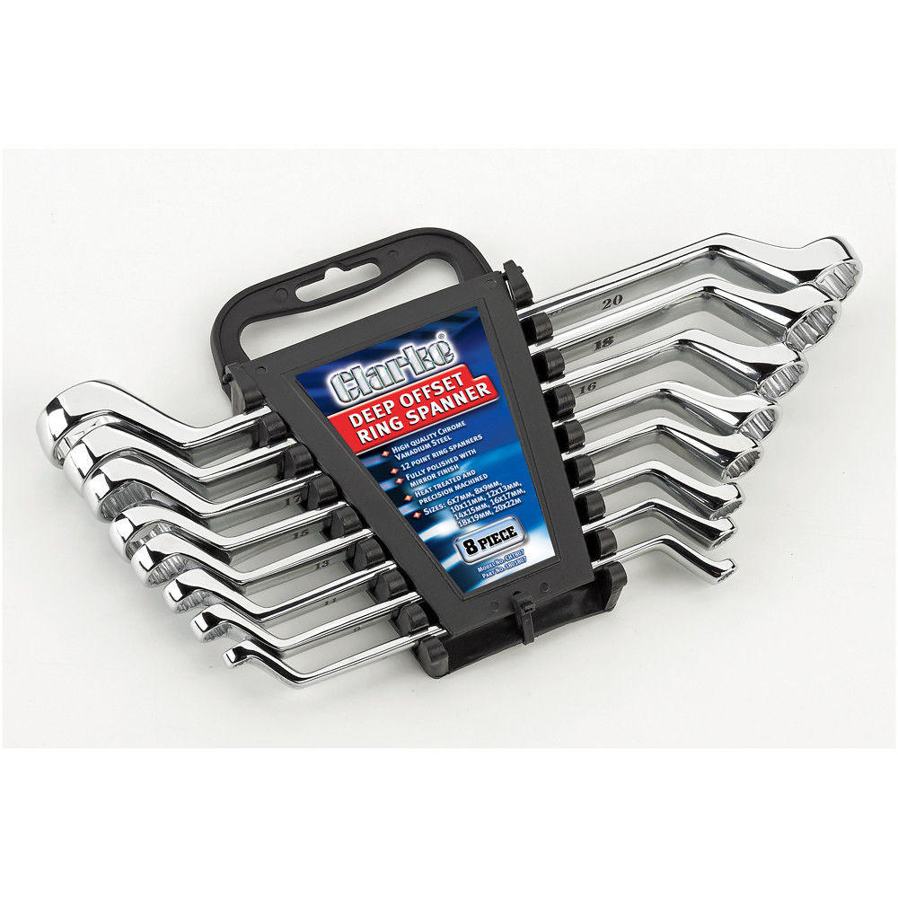 Clarke 1801807 CHT807 8 piece 6 - 22mm Deep Offset Ring Spanner Set