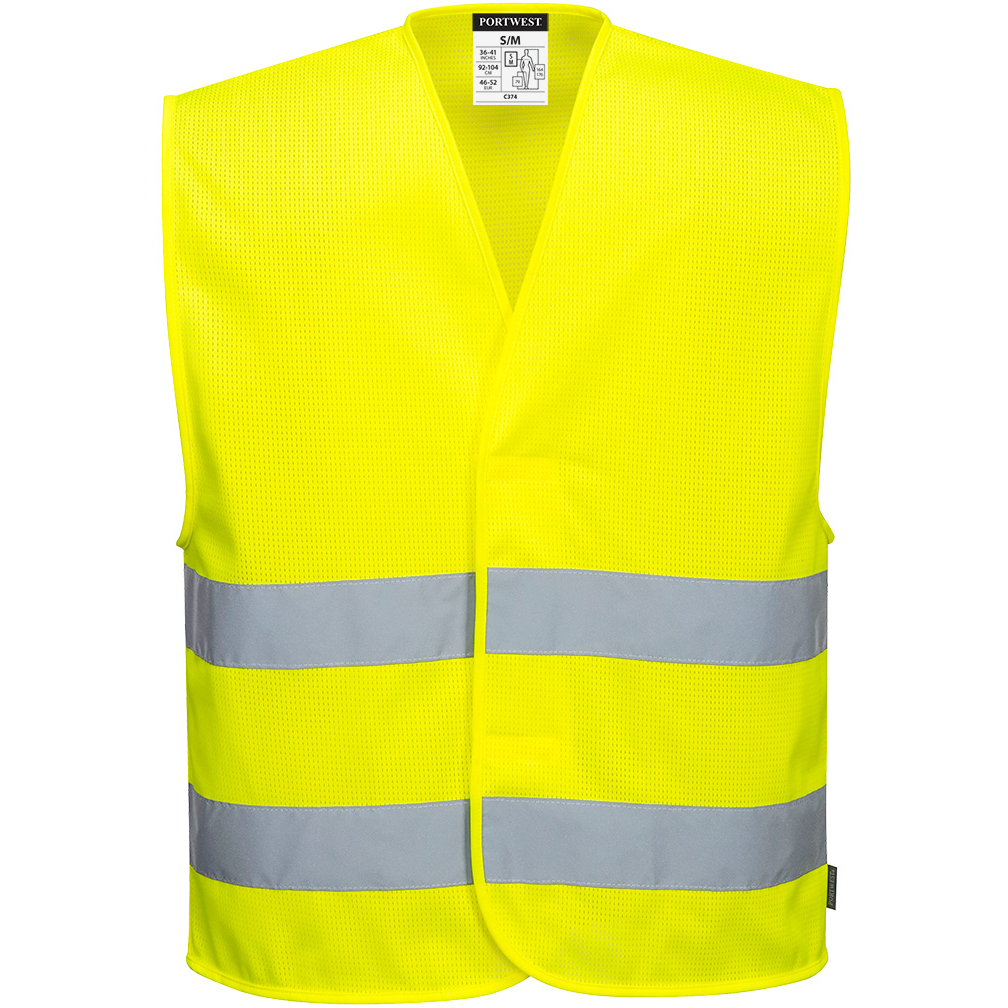 Portwest C374 MeshAir Hi-Vis Two Band Vest - High Visibility 