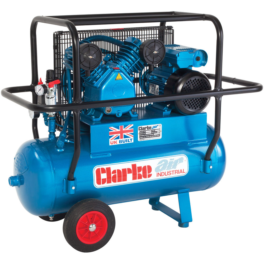 Clarke 2092752 XEPVH16/50 (O/L) 14cfm 50 Litre 3HP Portable Industrial Air Compressor with Cage (110V)
