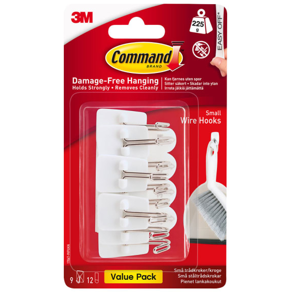 3M Command 17067-9VP White Wire Hooks (Pack of 9) COM170679VP