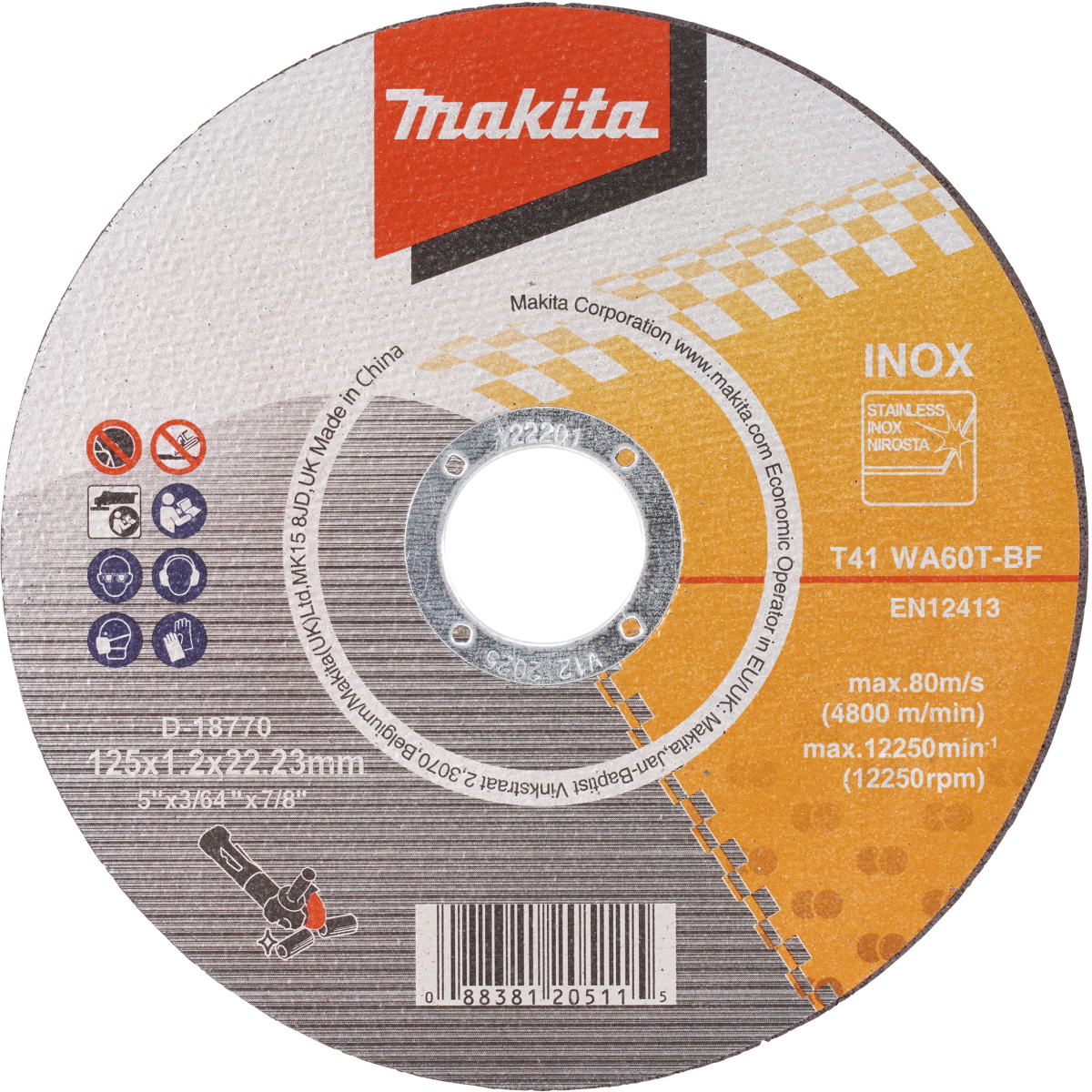 Makita D-18770-100  125mm x 1.2mm Thin Cutting Disc Each