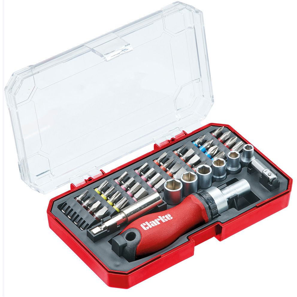Clarke 1801957 CHT957 41 Piece Mini Ratchet Screwdriver Bit & Socket Set