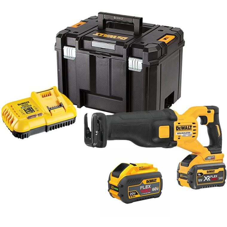 DeWalt DCS389T2-GB 54V XR FLEXVOLT High Power Reciprocating Saw With 2 x 6Ah Batteries in TSTAK