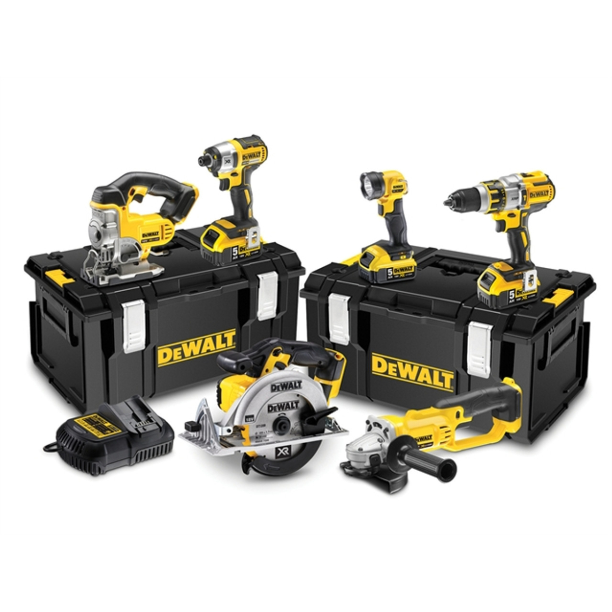 DeWalt DCK694P3 18V Brushless 6 Piece Kit with 3x 5.0Ah Batteries in TOUGHSYSTEM Cases