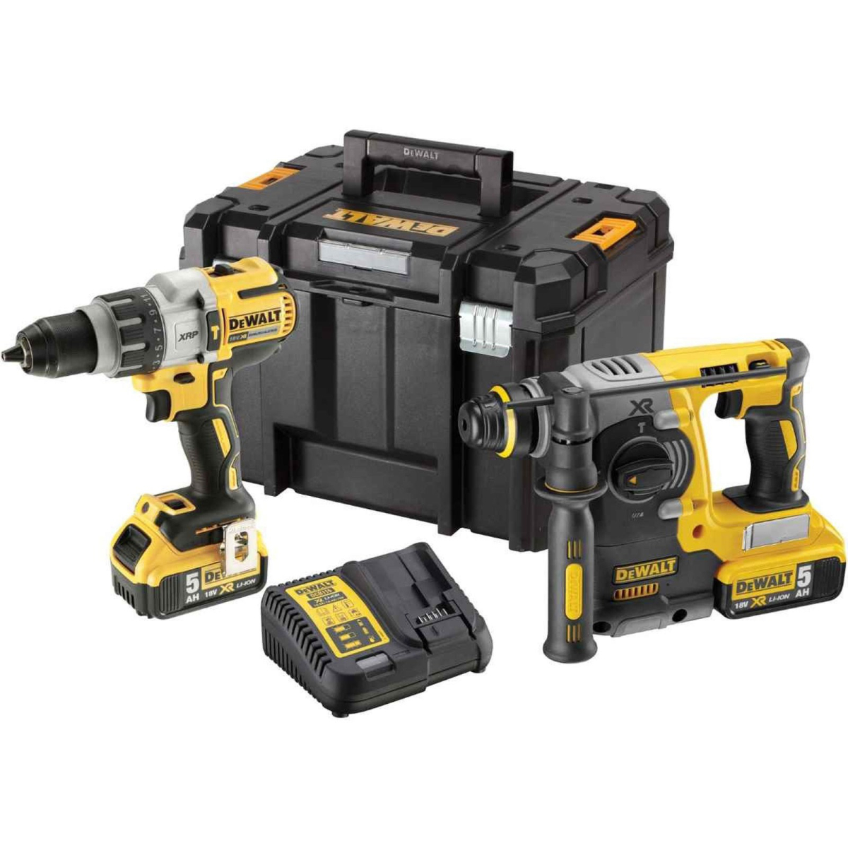 DeWalt DCK229P2T-GB 18V XR Cordless Hammer Drill Kit with 2x 5.0Ah Batteries in TSTAK Case