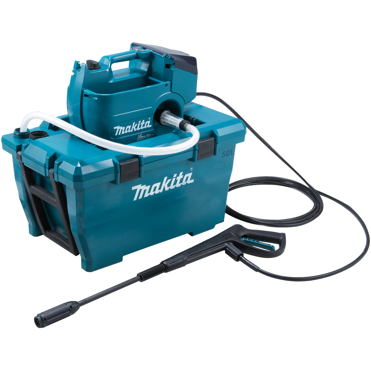 Makita DHW080PG2 "Twin 18V" LXT Pressure Washer with 2x 6.0Ah Batteries and Charger