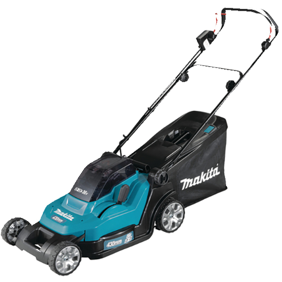 Makita DLM432PT2 Twin 18V LXT Lawn Mower 43CM with 2x 5.0Ah Batteries and Twin-Port Charger