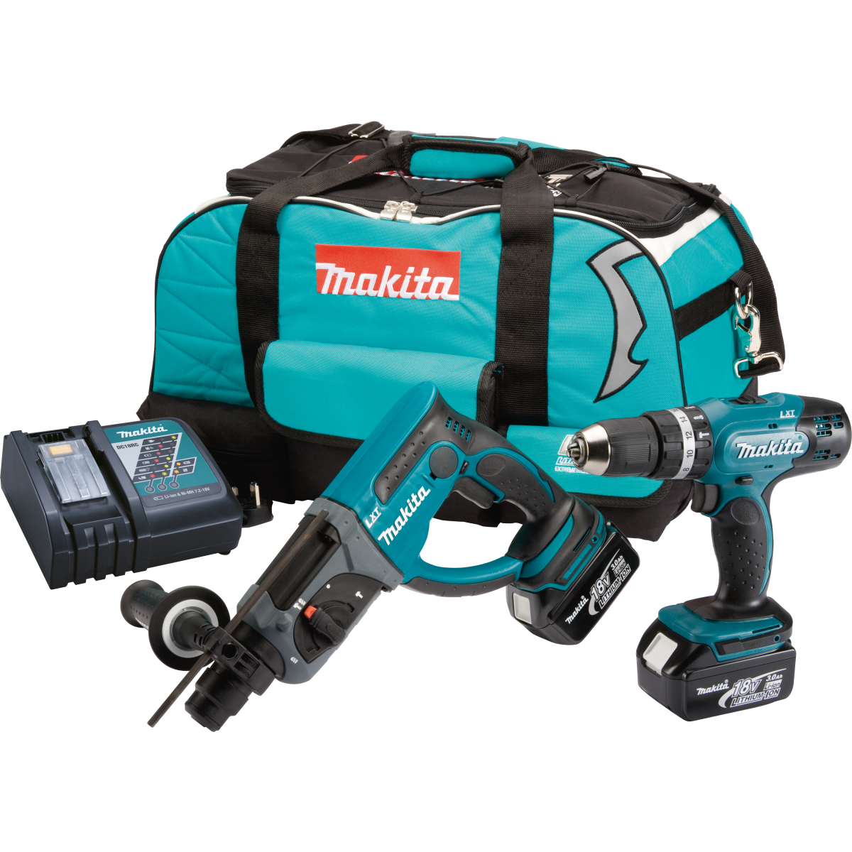 Makita DLX2025T 18V LXT Twinkit SDS Hammer Drill + Combi Drill with 2x 5.0Ah Batteries in LXT Toolbag