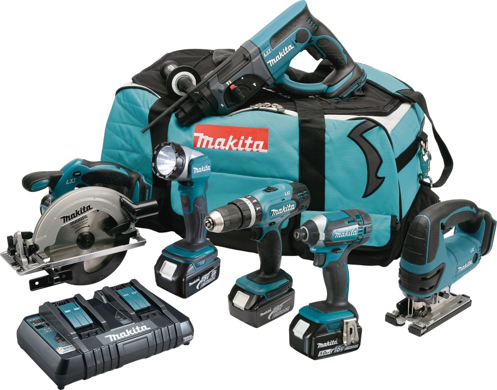 Makita DLX6068PT 18V LXT 6 Piece Combo Kit with 3 x 5.0Ah Batteries