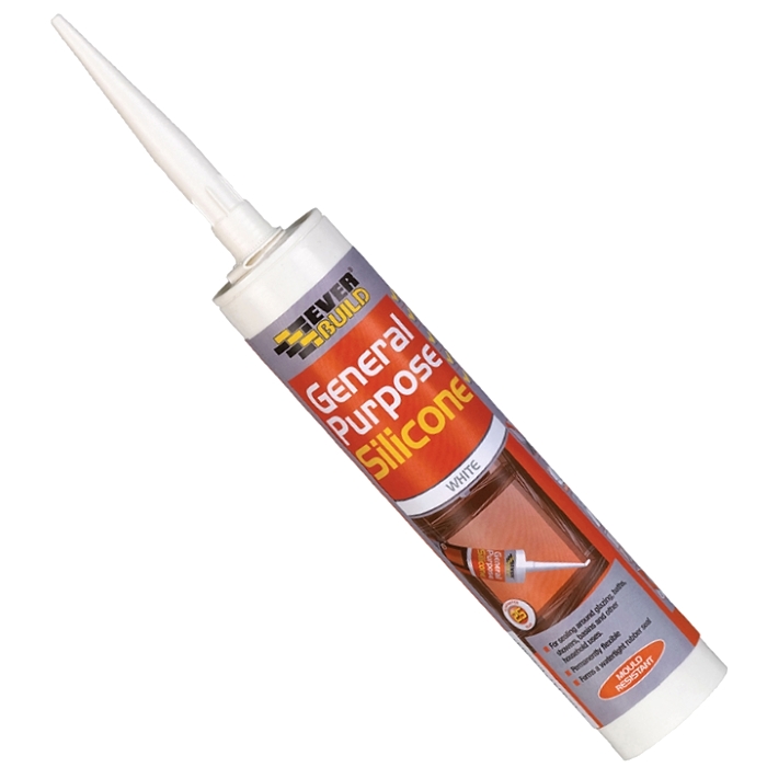 Everbuild EVBGPSWH GPSWE White General Purpose Silicone Sealant 280ml C3 Cartridge