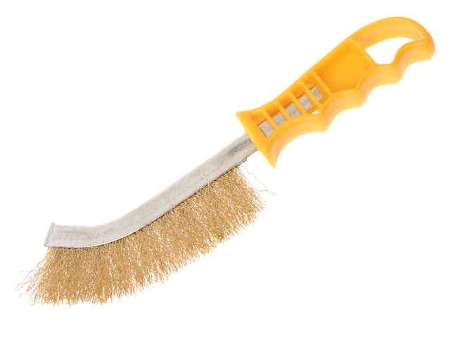 Faithfull FAIWBHANDB Wire Scratch Brush Brass - Yellow Handle