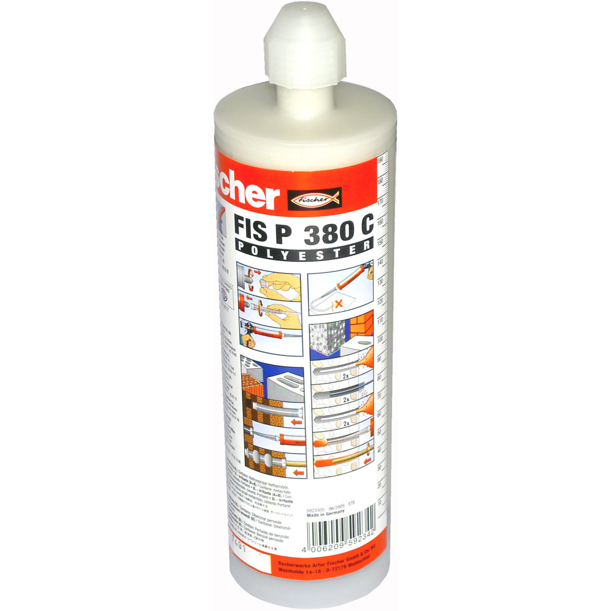 Fischer 59234 FIS P 380 C Styrene Free Injection Mortar 380ml