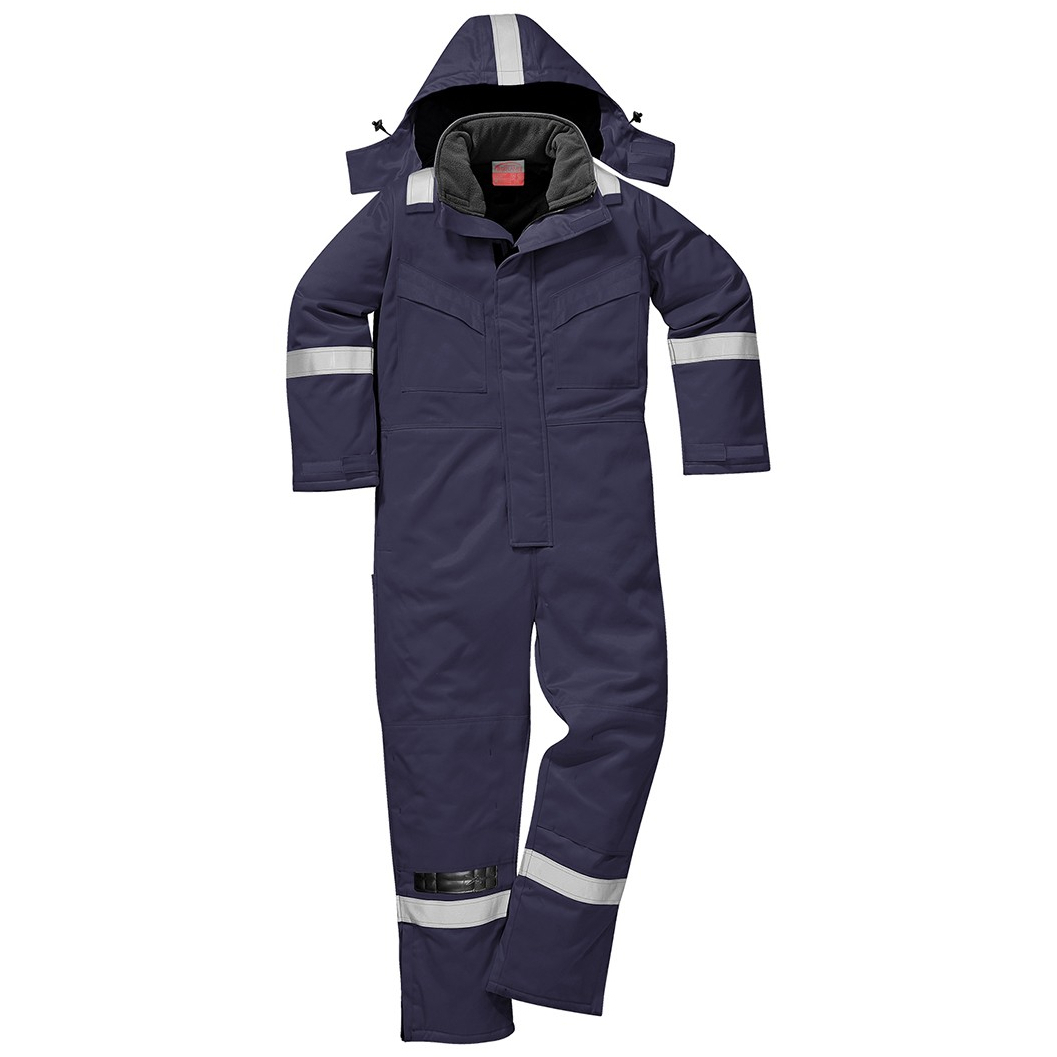 Portwest FR53 FR Anti-Static Winter Coverall Bizflame Plus Flame Resistant Regular-Portwest Chest XL (46"-48")-Navy Blue