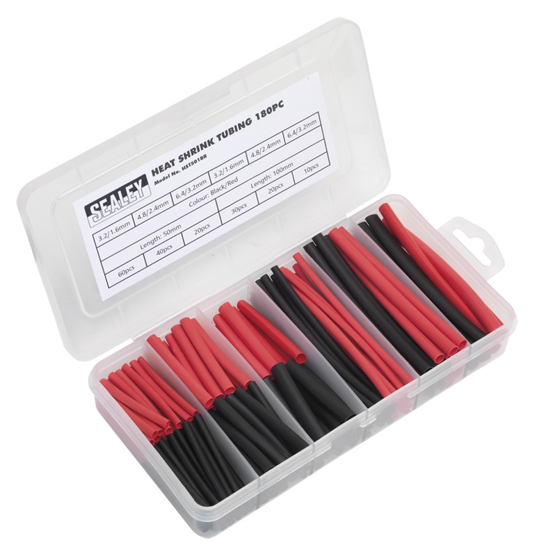 Sealey HST501BR Heat Shrink Tubing Black & Red 50 & 100mm 180pc